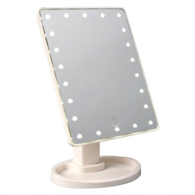 360 degree adjustable standing mirror with jewelry storage as base / table top barber shop mirrors with led bulbs